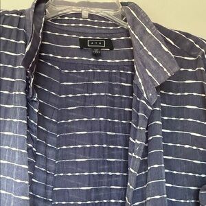 AYR Women’s Navy and White Striped oversized silk and cotton Shirt